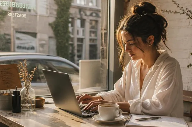 Freelancer sharing work with clients